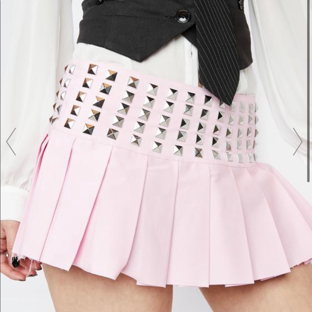 NWOT pink studded mini skirt dollskill